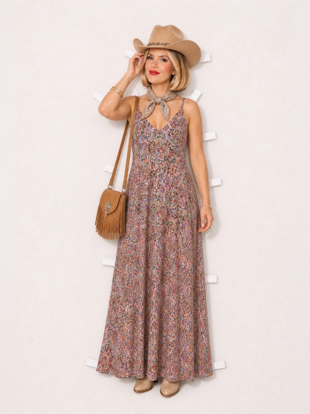 LOVE STITCH paisley dress, BOHO coastal cowgirl, girlie, playful, size s/m